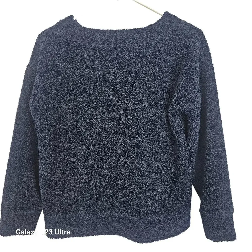 J. Crew Womens Vintage Fleece Crew Neck Pullover Sweater Size XS Navy Preppy